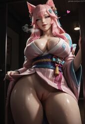 ahri ai_assisted big_breasts blue_eyes breasts dripping edited fox_ears fox_girl furry inside league_of_legends peachylilli pov purple_hair pussy pussy_juice pussy_juice_drip revealing_clothes riot_games solo spirit_blossom_ahri spirit_blossom_series thick_thighs thighs uncensored voluptuous