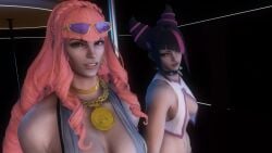 2girls 3d animated armpits ass ass_jiggle asymmetrical_bangs asymmetrical_docking bangs big_ass bikini black_hair bracelet breast_jiggle breast_size_difference breasts clothed dancing drill_hair duo eyewear female female_only fingerless_gloves gloves gold_bracelet gold_chain gold_jewelry gold_necklace hair_horns hair_over_one_eye jewelry jiggle jumping juri_han large_breasts lipstick long_hair looking_at_viewer makeup manon_legrand medium_breasts multiple_bracelets music navel necklace no_bra parted_lips pink_hair pink_lipstick pressing_breasts_together primemocap reach_around ringlets shaking_hips sideboob sidelocks skimpy sling_bikini spiked_bracelet spiked_collar streaked_hair street_fighter street_fighter_6 stripper stripper_pole sunglasses sunglasses_on_head tagme third-party_edit toned toned_female two_tone_hair very_long_hair video virt-a-mate virtamate yellow-framed_eyewear yellow-framed_glasses
