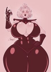 1girls 2d abs axlxriss big_breasts bimbo blonde_female blonde_hair boob_window cleavage human human_only large_ass leather_gloves star_wars thick_thighs wide_hips