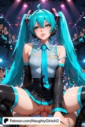 ahoge ai_generated aqua_eyes aqua_hair aqua_nails audience blue_eyes blue_hair blue_nails boots clothed_sex detached_sleeves hatsune_miku headphones headset long_hair multiple_boys multiple_girls nail_polish naughtygirlsai necktie night patreon_username penis pussy sex skirt solo_focus spread_legs starry_sky straddling straight sweat tattoo thigh_boots thighhighs twintails uncensored vaginal_penetration very_long_hair vocaloid watermark web_address