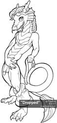 2001 anthro belt chinese_dragon clothing dragon eastern flaccid foxxfire furry looking_at_viewer male male_only no_humans oriental pants pants_down penis pinup pose smile solo undressing