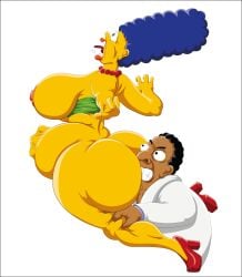 anal_fisting anus ass belly_bulge big_ass big_breasts bynshy chubby chubby_female fat fat_ass fisting julius_hibbert marge_simpson on_belly the_simpsons