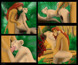 1boy 1girls anthro anthrofied barefoot big_breasts breasts collaboration disney doggy_style fellatio female from_behind fur jungle lion lioness male mane nala nude open_mouth oral penis pussy quarko-muon sex sigma_x simba smile spread_legs spreading straight the_lion_king vaginal_penetration