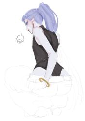1boy ao_bing ass blue_hair bodysuit femboy feminine_male hips long_hair ne_zha(2019) ne_zha_(films) ne_zha_2(2025) pale_skin ponytail yumei53