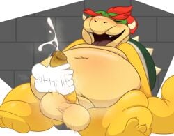2022 balls bowser chipchell cum cum_from_handjob cumshot eyes_close feet furry green_scales handjob koopa looking_pleasured male male_only mario_(series) nintendo obese obese_male penis red_hair reptile scalie thick_thighs thighs tongue tongue_out yellow_body yellow_skin