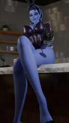1girls amelie_lacroix blizzard_entertainment bowtie bowtie_collar bunny_ears bunnysuit colored_skin curvy curvy_female curvy_figure fat_ass female female_only french_female huge_ass long_hair looking_at_viewer overwatch redagent solo solo_female widowmaker