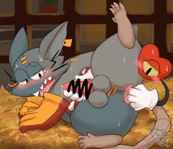 2025 animated anthro blush bodily_fluids clothing drooling duo fingering gloves grey_body handjob handwear heart_symbol kemono mad_rat_dead male male_only mammal murid murine namoke nippon_ichi_software open_mouth penile penis rat rodent saliva sex tears