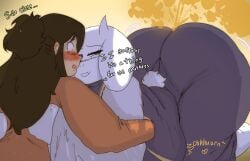 2girls bbw bbw_mom belly_noises big_ass blush blush crossover dialogue dumptruck_ass dumptruck_butt fart fart_cloud farting female female_only huge_ass inko_midoriya large_ass melissaalli milf stomach_noises text thick_thighs toriel undertale