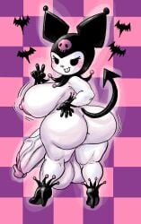 1futa anthro anus_peek bat_symbol big_ass big_balls big_breasts big_penis fool's_hat futanari gloves goudadunn heels kuromi lagomorph large_ass large_balls large_breasts large_penis leporid looking_back mischievous_smile onegai_my_melody peace_sign pink_nipples spade_tail white_skin