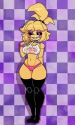 big_ass big_breasts black_sclera blonde_hair chica_(fnaf) fat_ass five_nights_at_freddy's fnaf monmaamn original_design pixel_art sharp_teeth tagme toy_chica_(fnaf) white_eyes wide_hips yellow_hair