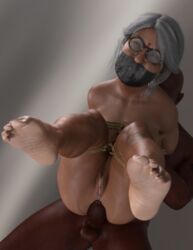 3d anal anal_sex bondage dark-skinned_male dark_skin daz3d domination female gag glasses indian interracial male maledom mature old penis pussy sitting_on_person straight tikka