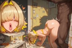 1boy1girl ai_generated ass_bigger_than_head blonde_hair busty cheating commission dark-skinned_male elegg_(nikke) forced goddess_of_victory:_nikke huge_ass huge_breasts interracial large_penis large_testiclessex micro_bikini milf netorare patreon patreon_url patreon_username penetration rape sinderellaart swimwear thick thick_legs vaginal_penetration voluptuous yellow_bikini