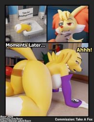 2025 3d_(artwork) all_fours animated animated_comic anthro ass bacn bandai_namco bathroom big_breasts breasts canid canine comic delphox detailed_background digimon digimon_(species) digital_media_(artwork) disembodied_penis duo english_text erection female female_penetrated fox from_behind_position furniture generation_6_pokemon genitals hair huge_breasts inner_ear_fluff inside loop male male/female male_penetrating male_penetrating_female mammal nintendo nipples non-euclidean_sex nude open_mouth penetrable_sex_toy penetration penile penile_penetration penis pokemon pokemon_(species) portal_fleshlight portal_sex renamon renamon_(bacn) sex sex_toy short_playtime smile tail text thinking_with_portals tuft vaginal_penetration vaginal_penetration vulva white_body yellow_body