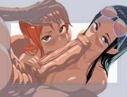 blowjob dick nami_(one_piece) nico_robin one_piece theobrobine