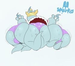 1_eye alien anthro ass big_butt bodily_fluids bulge cape clothing crown digital_media_(artwork) floating group headgear hi_res male male/male pink_clothing pink_underwear presenting presenting_hindquarters sega simple_background sonic_the_hedgehog_(series) sparkothefailure sweat sweaty_butt trio underwear watermark wide_hips wisp_(sonic)
