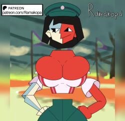 animated animation artist_name artist_signature background big_breasts bouncing_breasts breasts breasts_bigger_than_head breasts_squeezed_together clothed clothing color colored ena ena_(dream_bbq) ena_(series) female large_breasts longer_than_10_seconds massive_breasts patreon patreon_username ramakopa_(artist) red_skin sfx shorter_than_30_seconds sound sound_effects tagme video white_skin wide_hips