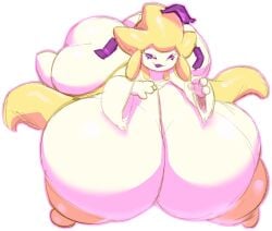 1girls areolae ass beepunz breasts cleavage female female_focus female_only game_freak hips hyper hyper_breasts jirachi large_ass large_breasts nintendo nipples nude nude_female pokemon pokemon_(species) purple_sclera thick_thighs thighs white_body wide_hips