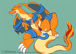 1boy 2013 airless anal anal_sex anthro bondage bound charizard cum cum_in_ass cum_inside dragon interspecies lizard looking_at_viewer male male_only mega_charizard_y mega_evolution nintendo open_mouth penetration penis pokemon pokemon_(species) pokemon_xy reptile scalie solo tentacle text thick_tail url video_games watermark