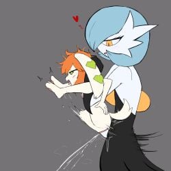 drooling freedom_planet full_nelson gardevoir lifting_person mega_gardevoir milla_basset pokemon pokemon_(species) saekosart saikikku size_difference squirting stomach_bulge
