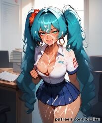 1boy 1boy1girl absurd_res ai_generated blue_hair brazilian brazilian_female brazilian_miku bukkake cum cum_on_body cum_on_face cumslut dark-skinned_female dark_skin excessive_cum facial female female_focus female_penetrated hatsune_miku hi_res highres long_hair male male/female male_penetrating male_penetrating_female ozziru patreon school_uniform schoolgirl self_upload straight twintails uncensored vocaloid