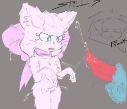animal_genitalia animal_penis anonymous_artist anthro bittersweet_candy_bowl blue_eyes bodily_fluids bow_ribbon bukkake complaining cum cum_drip cum_on_body cum_on_bow cum_on_face cum_on_hand cum_stain cum_string dialogue domestic_cat dripping duo ejaculation felid feline feline_genitalia feline_penis felis female fur genital_fluids genitals grey_body grey_fur hi_res lucy_(bcb) male male/female mammal mike_(bcb) nipples nude offscreen_character penis throbbing throbbing_penis white_body white_fur