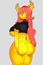 big_ass big_breasts big_butt big_thighs female female_only fire holding_ass horns lava molten_boss roblox solo_female the_mag tower_defense_simulator