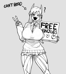 android android_girl big_ass big_breasts breasts_bigger_than_head cameltoe greyscale gynoid happy huge_ass huge_breasts iria_(minkye) minkye monochrome original_character panties peace_sign robot robot_girl sketch smug smug_face thick_thighs voluptuous wide_hips