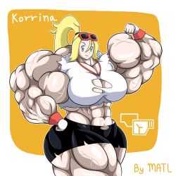 abs biceps breasts creatures_(company) female game_freak hyper hyper_muscles korrina_(pokemon) matl muscles muscular muscular_arms muscular_female muscular_legs muscular_thighs nintendo pecs pokemon solo