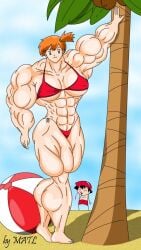 1boy 1girls abs ash_ketchum background_character biceps breasts extreme_muscles female female_focus hyper hyper_muscles kasumi_(pokemon) male matl misty_(pokemon) muscles muscular muscular_arms muscular_female muscular_legs muscular_thighs nosebleed pecs pokemon solo_focus