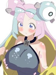 1girls blush breasts cleavage clothed clothing creatures_(company) female female_only game_freak generation_1_pokemon gym_leader iono_(pokemon) magnemite nintendo npc npc_trainer omunifork pokemon pokemon_rgby pokemon_sv screw