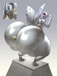 absurd_res anthro ass big_ass big_butt bubble_ass bubble_butt butt claws deliciousq fangs gesture grey_body hand_gesture hi_res huge_butt looking_at_viewer looking_back male male_only metallic_body mothman open_mouth pedestal plump plump_ass plump_butt plump_thighs presenting presenting_hindquarters red_eyes reference_image sculpture smile smiling_at_viewer solo spread_wings statue teeth thick thick_butt thick_thighs thumbs_up tongue wide_ass wide_hips wide_thighs wings