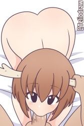 animal_humanoid ass bob_cut brown_hair deer_girl fellatio hair_between_eyes holding_horn horn horn_grab looking_at_viewer my_deer_friend_nokotan shikanoko_noko shikanoko_nokonoko_koshitantan short_hair tagme teliodraw