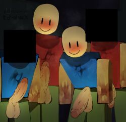 4boys balls big_dick big_penis blocky blocky_body blood blush blush_lines censored_face gay horror jim_(jims_computer) jims_computer jims_computer_2 male male_only monster multiple_boys nude penis pssyclownn roblox roblox_game robloxian smile vein zombie