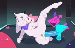 anal anal_sex animated asriel_dreemurr blush bovid caprine chastity_cage chastity_device deltarune goat horn kinkykong kris_(deltarune) licking male male/male male_penetrated male_penetrating male_penetrating_male mammal maus_(deltarune) nipples penetration pink_body plugboy queen_(deltarune) reptile scalie scarf sex short_playtime size_difference spiral_eyes stomach_bulge susie_(deltarune) tongue tongue_out undertale undertale_(series) virovirokun