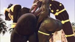 3d ammit ammit_(moon_knight) animated anthro anubis big_ass big_ass_(male) big_balls big_breasts big_butt bigbootybitches crocodilian donut_anus egyptian fingering futa_on_male futanari huge_balls male marvel marvel_comics no_sound rayhuma tagme video