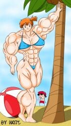 1boy 1girls abs ash_ketchum background_character biceps breasts extreme_muscles female female_focus hyper hyper_muscles kasumi_(pokemon) male matl misty_(pokemon) muscles muscular muscular_arms muscular_female muscular_legs muscular_thighs nosebleed pecs pokemon solo_focus