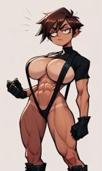 1girls abs ai_generated black_boots black_gloves boots brown_hair cosplay crop_top gloves huge_breasts kosine1777 kosineverse majestic_(cosplay) majestic_(sov) muscular muscular_female original original_character pixie_cut reiko_(kosine1777) short_hair short_sleeves sling_bikini society_of_virtue tan_body tan_skin tomboy toned toned_abs toned_body toned_female toned_stomach valbun_style