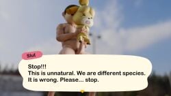 3d animal_crossing animal_crossing_new_horizons animated anthro bloggerman interspecies isabelle_(animal_crossing) male_on_anthro nintendo no_sound rape sex tagme text text_bubble vaginal_penetration video villager_(animal_crossing) zoophilia