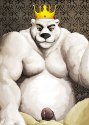 anthro bear bearbun bearking bin crown erection female furry male male_focus penis polar precum straight