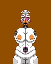 avian_humanoid beak big_breasts chubby_female female_only five_nights_at_freddy's fnaf funtime_chica_(fnaf) lipstick magenta_eyes orange_areola pussy_lips