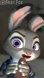 blowjob fellatio furry furry_female furry_only judy_hoops judy_hopps looking_at_viewer open_mouth penis penis_grab police police_uniform