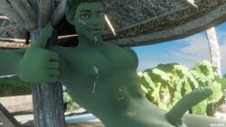 beast_boy beast_boy_(fortnite) covered_in_cum cum cumming dantejackal dc dc_comics fortnite fortnite:_battle_royale gay green green_body green_hair green_skin grey_eyes nsfw yaoi