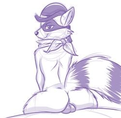 male male_only monochrome sketch sly_cooper_(series) smooth_fur solo tagme tennessee_kid_cooper