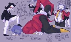 burping deltarune deltarune_chapter_3 dialogue dominant domination fat_fetish fat_male feederism feeding gay spamton_g_spamton tenna_(deltarune) tv_head