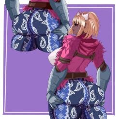 ass back_view big_ass big_breasts big_butt big_thighs big_titties breasts brown_skin curvaceous curvaceous_female curvaceous_figure curvy curvy_figure curvy_hips epic_games female flare_pants fortnite furry furry_female furry_only mulyshav pink_body pink_fur raven_team_leader raven_team_leader_(fortnite) yellow_hair yoga_pants