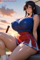 ai_generated akame_(akame_ga_kill!) akame_ga_kill! black_hair cheerleader huge_breasts red_eyes