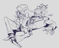 blush ejaculation male premature_ejaculation robot tenna_(deltarune) tv_head