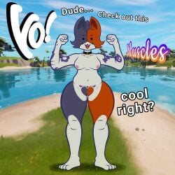 1:1 1dr_incognito 4_toes absurd_res anthro barefoot bikini bikini_bottom bikini_top cate_meowdy clothing digital_media_(artwork) domestic_cat english_text epic_games feet felid feline felis female fortnite hair hi_res looking_at_viewer mammal multicolored_body simple_background smile solo swimwear tattoo text thick_thighs toes two-piece_swimsuit