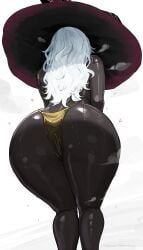 aelion_draws ass ass_focus bikini dark_skin elden_ring_nightreign large_ass recluse_(elden_ring) recluse_(nightreign) simple_background sugestive_pose swimsuit white_background white_hair