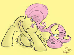 2013 anus ass blush cradeelcin cutie_mark equine female fluttershy_(mlp) friendship_is_magic fur hair horse long_hair looking_back my_little_pony pegasus pink_hair pony presenting presenting_hindquarters pussy pussy_juice raised_tail sexyponez straight_hair wings yellow_fur